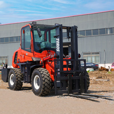 CE Diesel 5 tonnellate forklift per terreni accidentati con portata massima anteriore di 15 piedi
