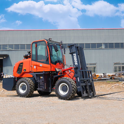 CE Diesel 5 tonnellate forklift per terreni accidentati con portata massima anteriore di 15 piedi